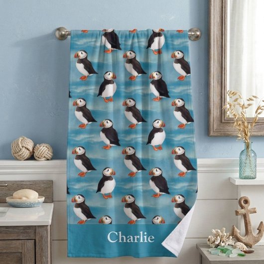 Serviette De Plage Macareux Moiral Bleu Aqua