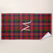 Serviette De Plage MacPherson Clan Tartan Plaid Monogram Beach Towel (Devant)