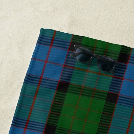 Serviette De Plage MacWilliam Clan Tartan Plaid Monogram Beach Towel (En situation)
