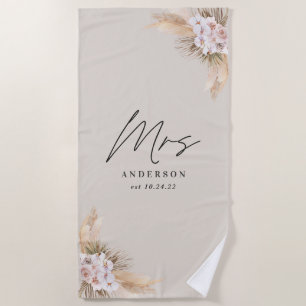 Serviette De Plage Madame pampas séchée botanique mariage élégant et