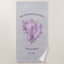 Serviette de plage Magenta Conch Shell