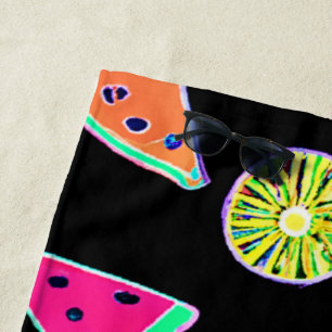 Serviette De Plage Magie de néon tropique radiant