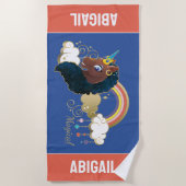 Serviette De Plage Magique Unicorn Arc en ciel et nuages Design (Devant)