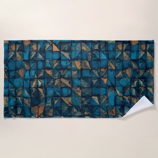 Serviette De Plage Magnifique aspect patchwork en sarcelle foncée (Devant)