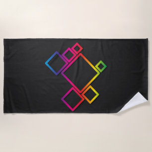 Serviette De Plage Magnifique Carrés colorés sur noir n° 1
