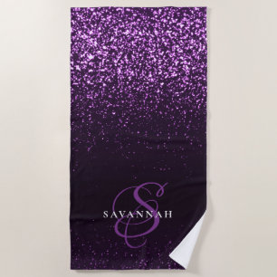 Serviette De Plage Magnifique monogramme violet écriture pailletée él