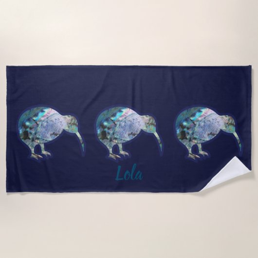 Serviette De Plage Magnifique Motif d'oiseaux Kiwi, personnalisé avec (Devant)