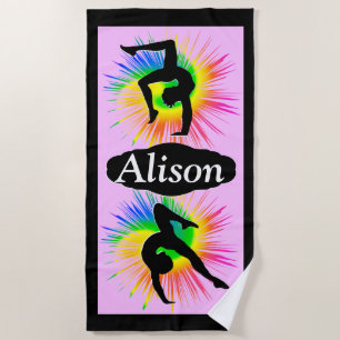 SERVIETTE DE PLAGE MAGNIFIQUE PETITE FILLE DE GYMNAST PERSONNALISÉE