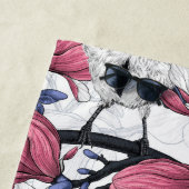 Serviette De Plage Magnolia rose et métis bleu (En situation)