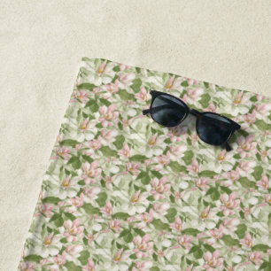 Serviette De Plage Magnolias roses et blanches vintage