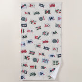 Serviette De Plage MahJong tuiles photo sur badge arrière - plan (Devant)