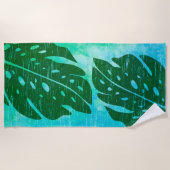 Serviette De Plage Maikai Hawaiian Monstera Feuille Cravate-Dye Mélan (Devant)