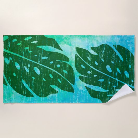 Serviette De Plage Maikai Hawaiian Monstera Feuille Cravate-Dye Mélan (Devant)