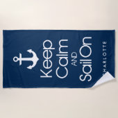 Serviette De Plage Maintenez le calme et naviguez (Devant)