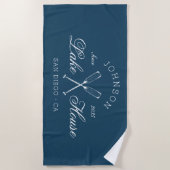 Serviette De Plage Maison de lac rustique moderne Rames de bateau ble (Devant)