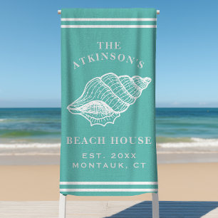 Serviette De Plage Maison de plage Coquille de Conch Côtière Nom de F