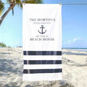 Serviette De Plage Maison de plage de la famille de l'ancre nautique