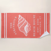 Serviette De Plage Maison de plage en coquille de conque côtière Nom (Devant)
