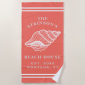 Serviette De Plage Maison de plage en coquille de conque côtière Nom (Devant)