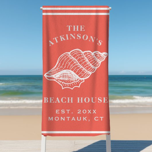 Serviette De Plage Maison de plage en coquille de conque côtière Nom