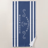 Serviette De Plage Maison de plage marine et blanche personnalisée (Devant)