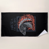 Serviette De Plage MAISON DU DRAGON | Profil de dragon en flammes (Devant)