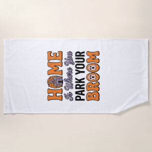 Serviette De Plage Maison Halloween Garez Votre Balai Typographie Vin