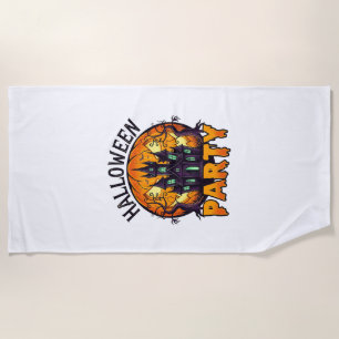 Serviette De Plage Maison hantée de fête d'Halloween Chauves-souris C