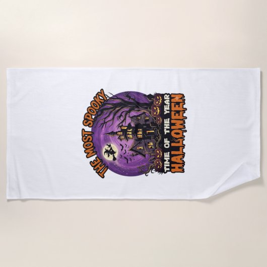 Serviette De Plage Maison hantée de Halloween la plus effrayante Sorc (Devant)