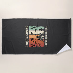 Serviette De Plage Maison Hantée Fantôme d'Halloween Arrive