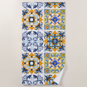 Serviette De Plage Majolica ,lemons,Sicilian tiles  (Devant)