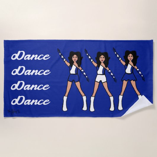 Serviette de plage Majorette/Danseuse (Blanc Bleu) (Devant)