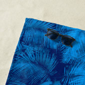 Serviette De Plage Makana Palms Hawaiian Tropical Feuilles Bleu (En situation)