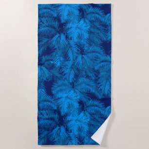 Serviette De Plage Makana Palms Hawaiian Tropical Feuilles Bleu