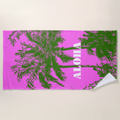 Serviette De Plage Makena Beach Hawaiian Sketchy Palms Fuchsia (Devant)
