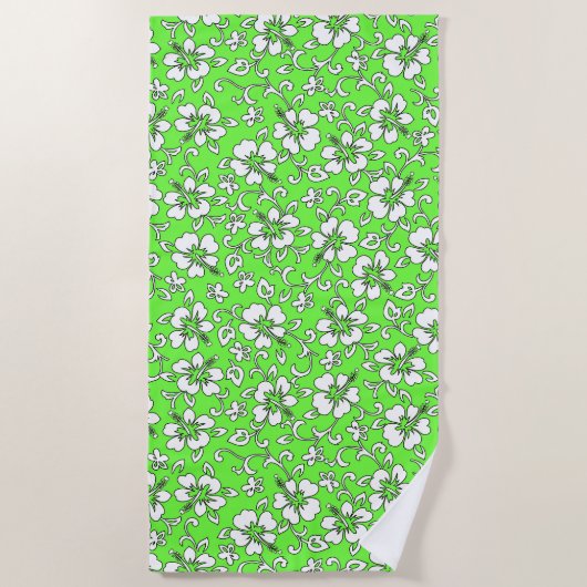 Serviette De Plage Malia Hawaiian Hibiscus Tropical Floral - Lime (Devant)