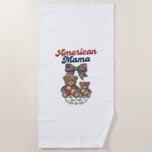 Serviette De Plage Mama Américaine Ours Patriote Patchwork Vector Des (Devant)