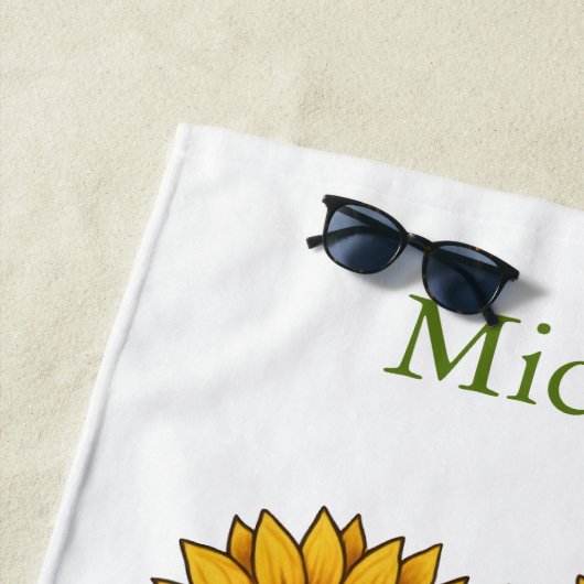 Serviette De Plage Mama Fleurs de soleil Nom du monogramme Initiales, (En situation)