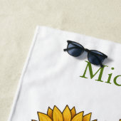 Serviette De Plage Mama Tournesols Monogramme Nom Initiales, Cadeau M (En situation)