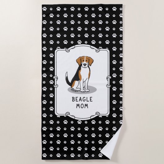 Serviette De Plage Maman beagle (tri couleur 3) Mignonne de chien Mèr (Devant)