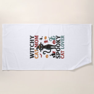 Serviette De Plage Maman chat Halloween Design vintage sorcière amate