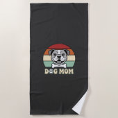 Serviette De Plage Maman Chien Rétro Bulldog Vector (Devant)