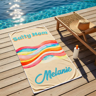 Serviette De Plage Maman Salée Ambiance Côtière Estivale