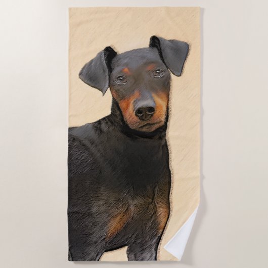 Serviette De Plage Manchester Terrier Peinture Art animal original (Devant)