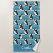 Serviette De Plage Manchot animal arctique côtier (Devant)