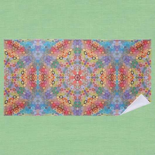 Serviette De Plage Mandala arc-en-ciel en hexagone