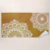 Serviette De Plage Mandala blanc sur fond doré (Devant)