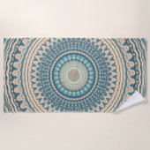 Serviette De Plage Mandala bleu clair Turquoise (Devant)
