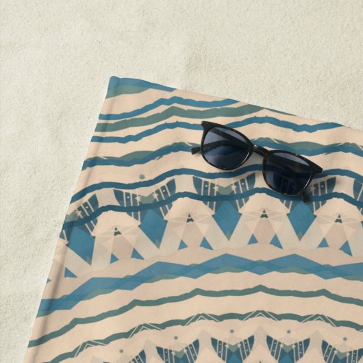 Serviette De Plage Mandala bleu clair Turquoise (En situation)