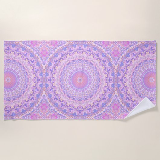 Serviette De Plage Mandala bohème complexe aux couleurs psychédélique (Devant)